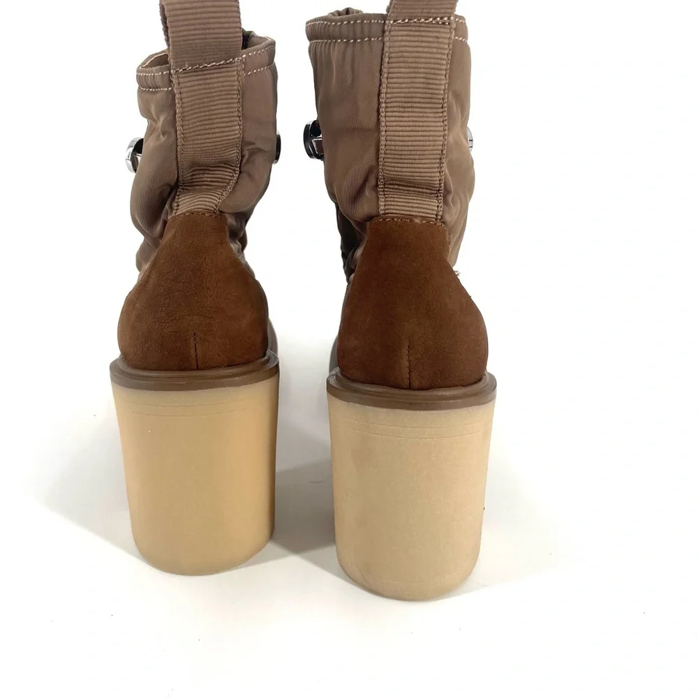 Dolce Vita X Anthropologie Celida Tan Lace Up Platform Nylon Hiking Heel Boots